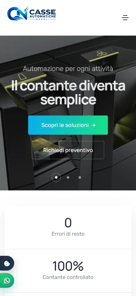 Page d’accueil du site Casse Automatiche Napoli sur smartphone.