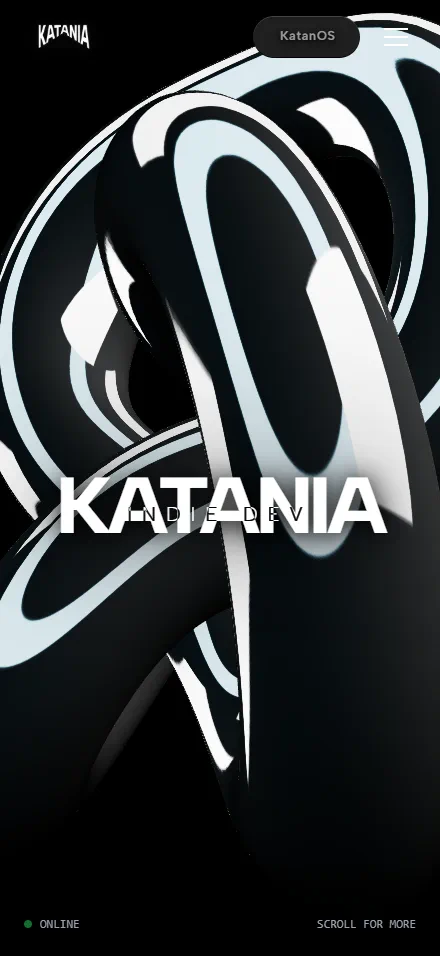 Page d’accueil du portfolio Katania sur smartphone.