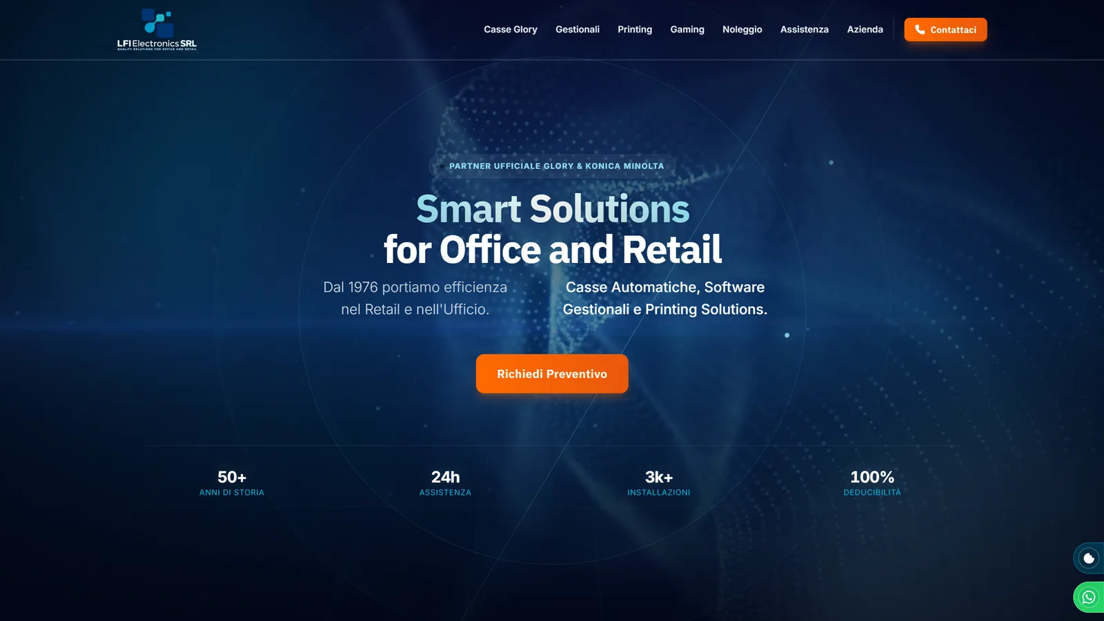 Page d’accueil du site LFI Electronics sur ordinateur.