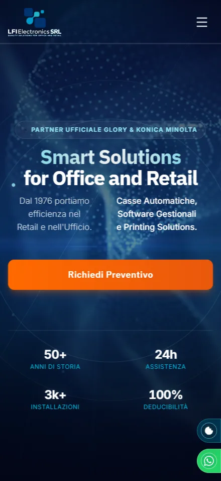 Page d’accueil du site LFI Electronics sur smartphone.