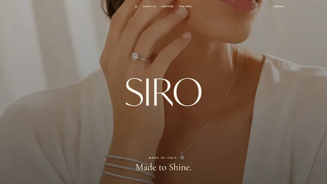 Page d’accueil du site institutionnel SIRO Jewelry sur ordinateur.
