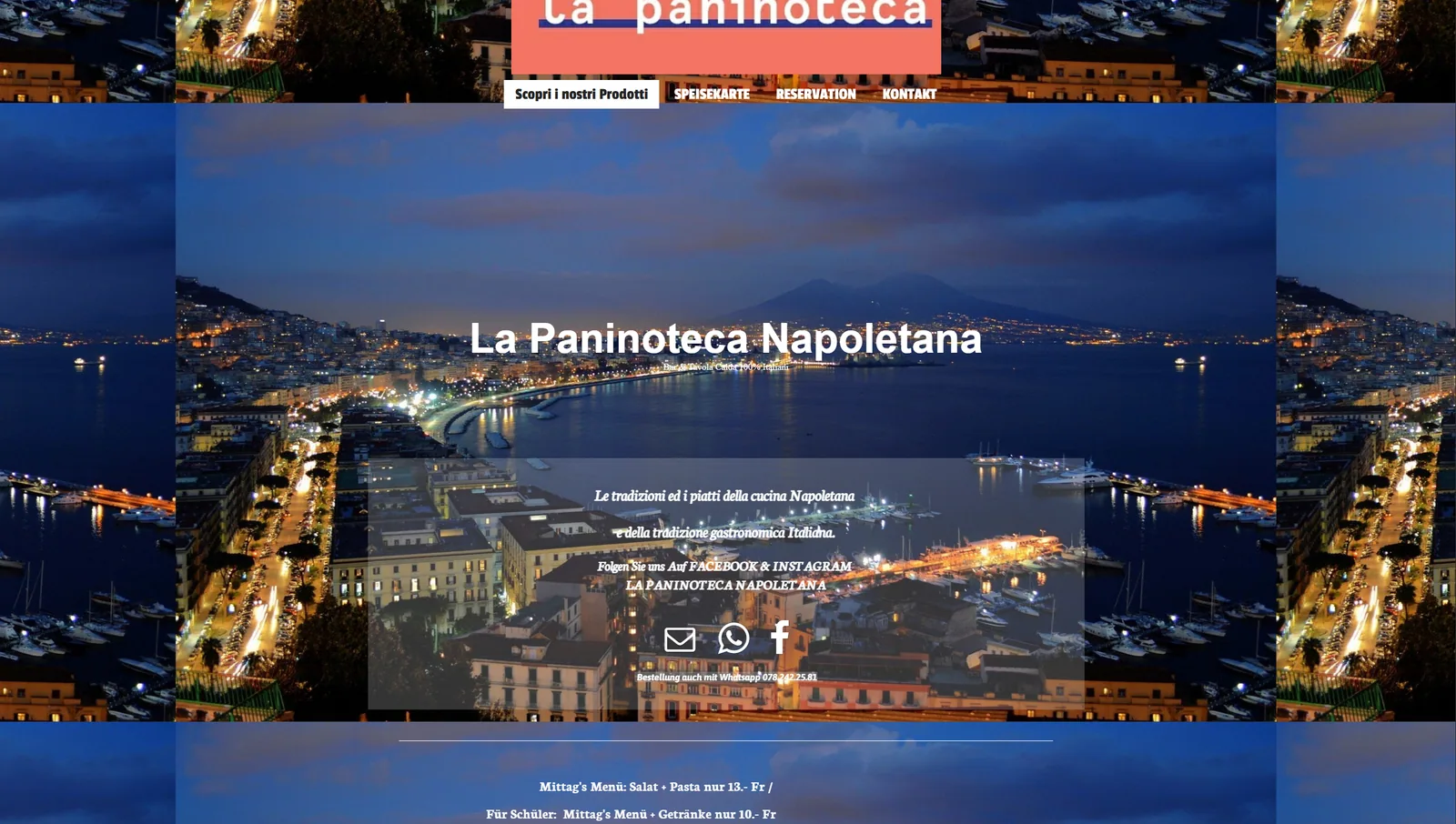 Ancienne version du site de La Paninoteca