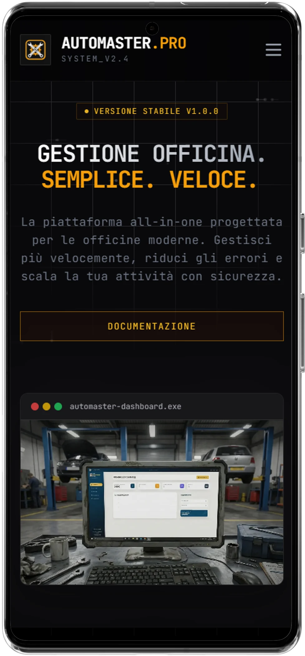 AutoMaster affiché sur smartphone