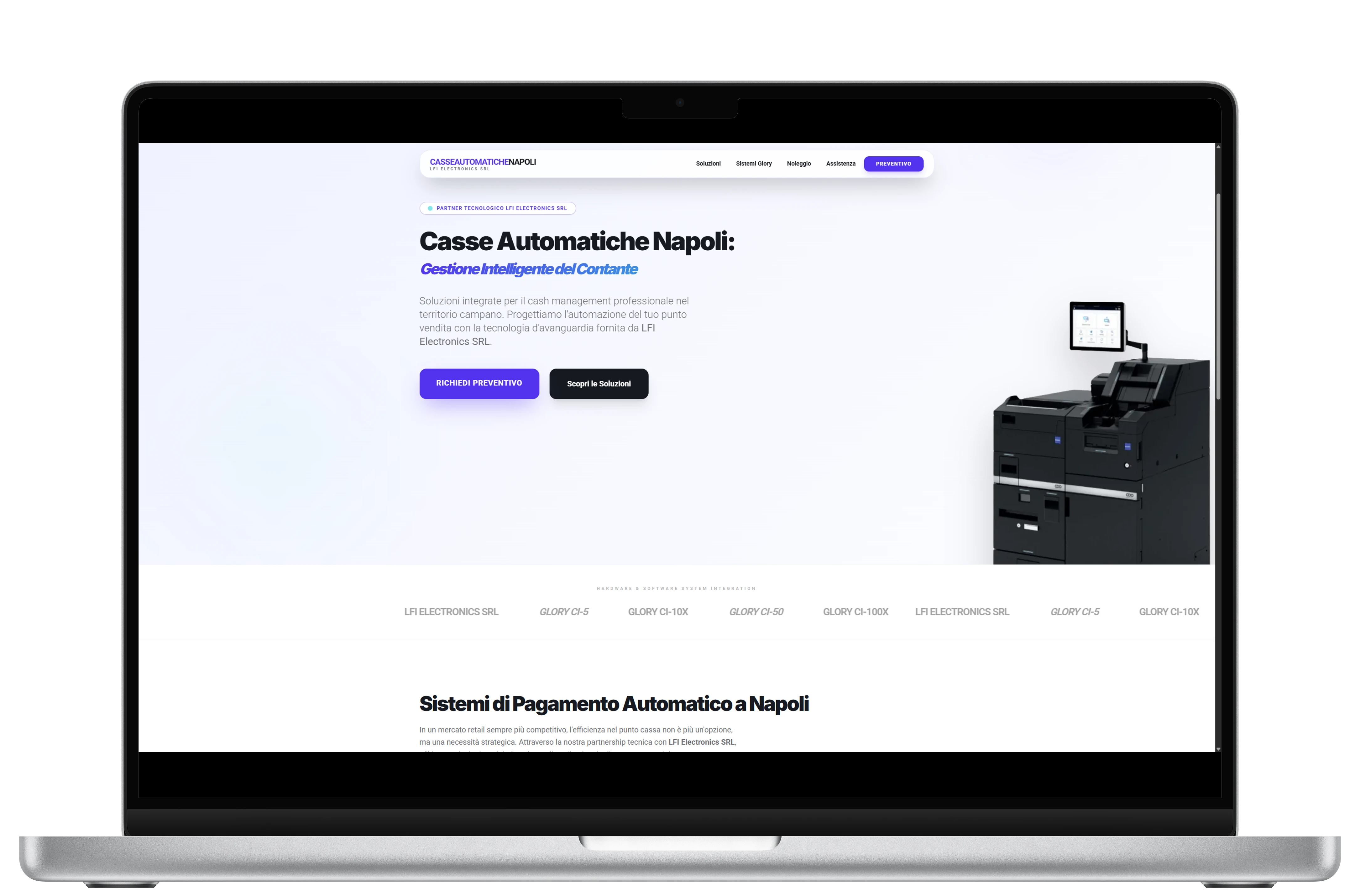 Casse Automatiche Napoli affiché sur ordinateur