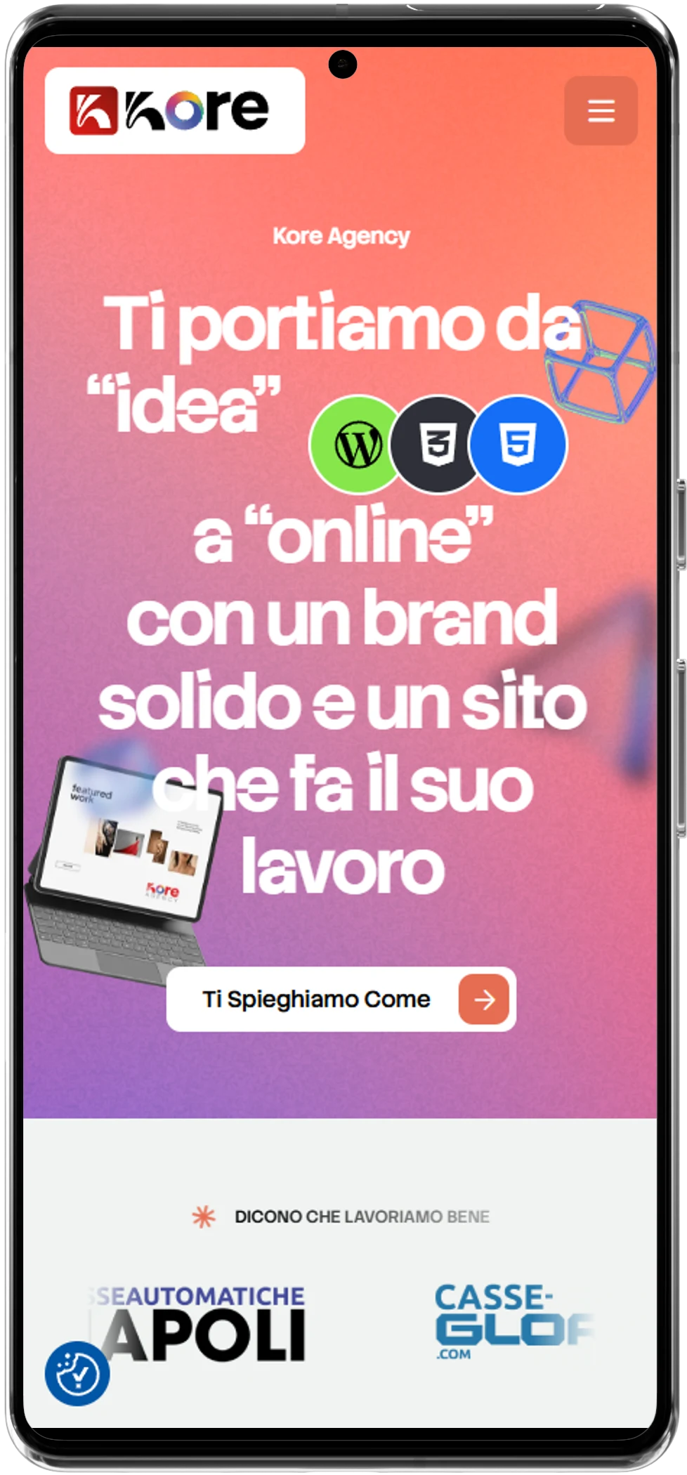 Kore Agency affiché sur smartphone