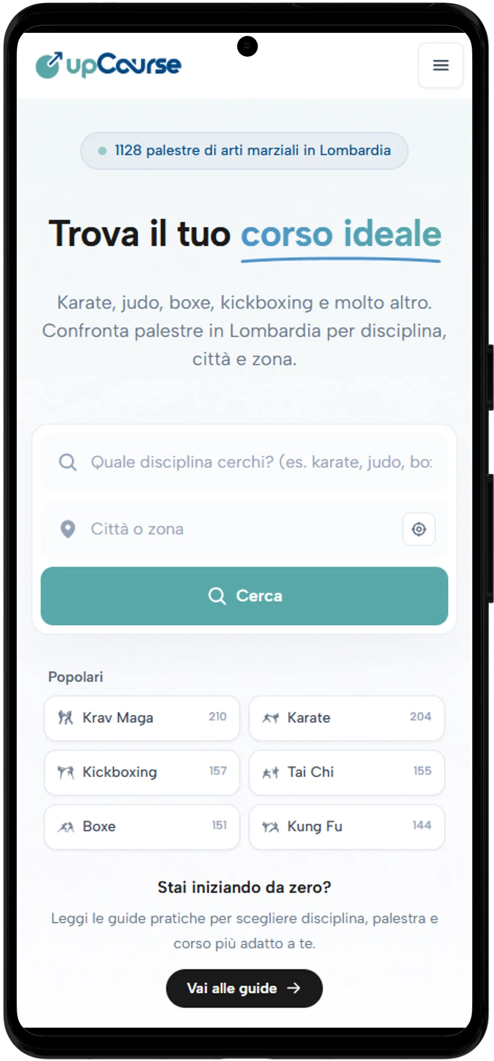 upCourse affiché sur smartphone
